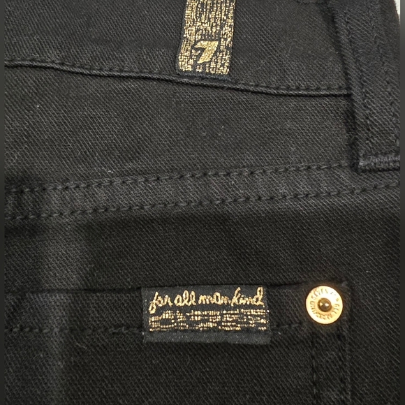 7 For All Mankind Black And Gold Raw Hem Denim Shorts Size 25 - Picture 5 of 7